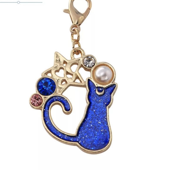 Cat Star Pearl Dangle Keychain /purse Charm - Picture 2 of 6